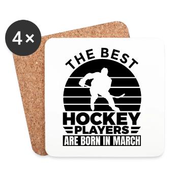 Best Hockey Players Are Born in March - Untersetzer (4er-Set) - Weiß - Vorne