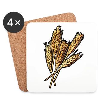 5 Weizen Ähren - Untersetzer (4er-Set) - Weiß - Vorne