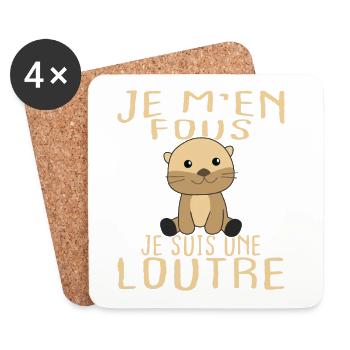 Je M'en Fous Je Suis Une Loutre Cadeau - Dessous de verre (lot de 4) - blanc - Devant