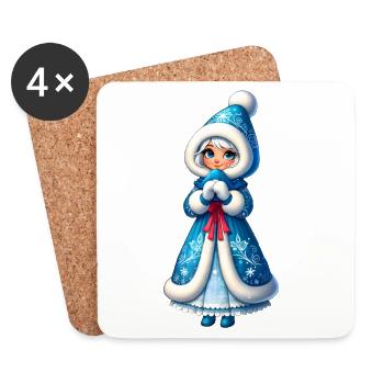 Ded Moroz Snegourotchka, Père Noël russe - Dessous de verre (lot de 4) - blanc - Devant