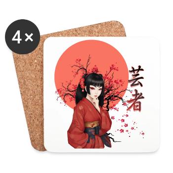 Geisha | Schönes Sakura-Mädchen | Orientalische Vibes - Untersetzer (4er-Set) - Weiß - Vorne