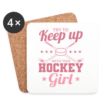 Try To Keep Up With This Hockey Girl - Untersetzer (4er-Set) - Weiß - Vorne