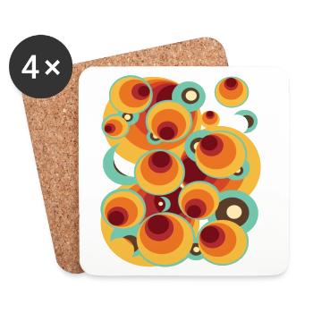 Abstraktes Polka Dot Kugel Kreismuster - Untersetzer (4er-Set) - Weiß - Vorne