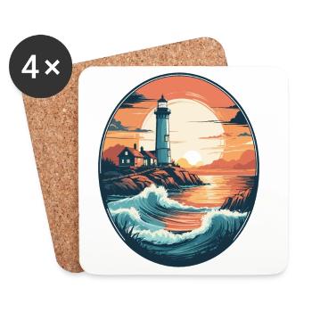 Phare côtier - Dessous de verre (lot de 4) - blanc - Devant