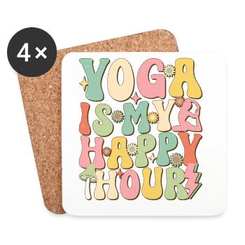 Yoga is My Happy Hour - Coasters (set of 4) - white - Front
