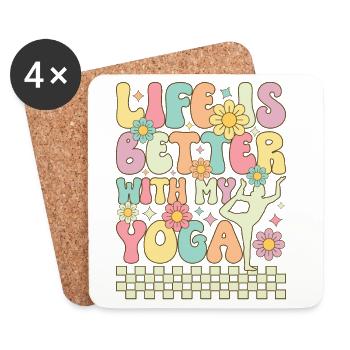 Das Leben ist besser mit My Yoga - Untersetzer (4er-Set) - Weiß - Vorne