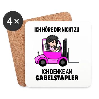 Staplerfahrerin Gabelstapler Lager Logistik Damen - Untersetzer (4er-Set) - Weiß - Vorne