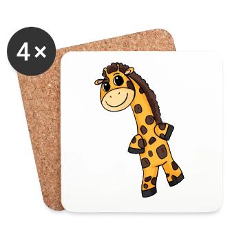 Motif de girafe - Dessous de verre (lot de 4) - blanc - Devant