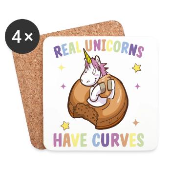 Echtes Einhorn hat Kurven mollig Einhornfan - Untersetzer (4er-Set) - Weiß - Vorne