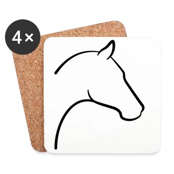 Horse Head Icon Outline - Coasters (set of 4) - white - Front