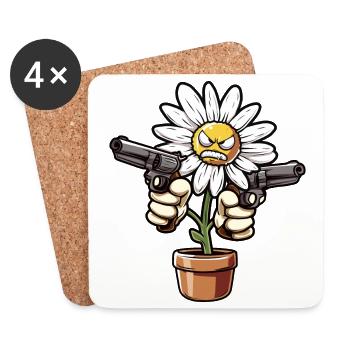 Fleur de fusil - Dessous de verre (lot de 4) - blanc - Devant