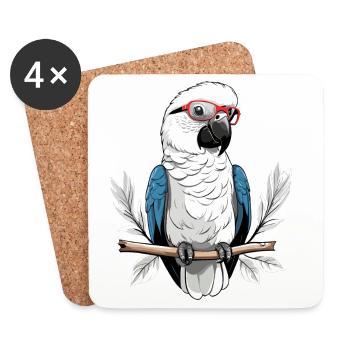 Parrot with glasses - Coasters (set of 4) - white - Front