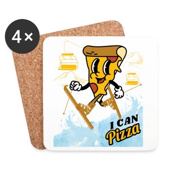 I can Pizza - Skiing Kids - Untersetzer (4er-Set) - Weiß - Vorne