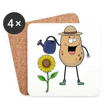 Potato, Gardener, Gardener, Watering Can, Gardening, Flower - Coasters (set of 4) - white - Front