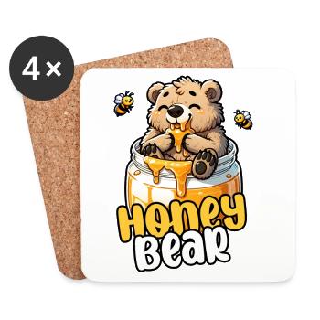 Honey Bear – cute little bear in a honey pot - Coasters (set of 4) - white - Front