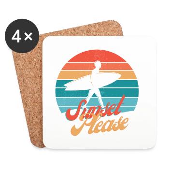 Sonnenuntergang Surf Silhouette Retro - Untersetzer (4er-Set) - Weiß - Vorne