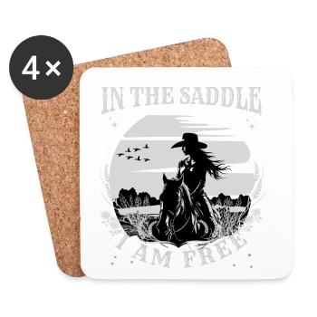 In The Saddle I am Free - Horse Lover Gift Idea - Untersetzer (4er-Set) - Weiß - Vorne