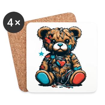 Abgenutzter Vintage Teddybär - Untersetzer (4er-Set) - Weiß - Vorne
