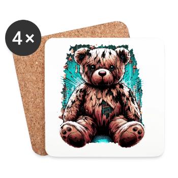 Vintage Teddy Bear Cuddly Bear - Coasters (set of 4) - white - Front
