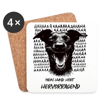 Mein Hund hört - Hundeliebhaber Hundefan Gassi - Untersetzer (4er-Set) - Weiß - Vorne