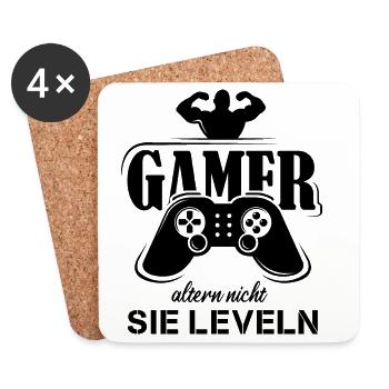 Gamer fitness dictons drôles Mise à niveau de la manette - Dessous de verre (lot de 4) - blanc - Devant