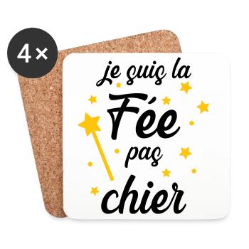 Je suis la Fée pas chier ! - Dessous de verre (lot de 4) - blanc - Devant