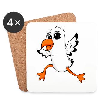 Oiseau Mouette Mer du Nord - Dessous de verre (lot de 4) - blanc - Devant