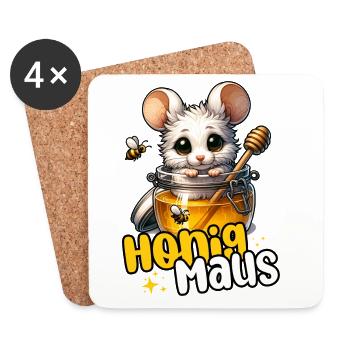 Honigmaus – Süße Maus im Honigglas - Untersetzer (4er-Set) - Weiß - Vorne