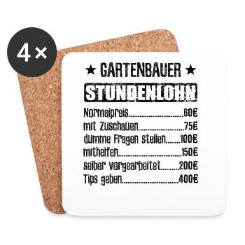 Stundenlohn Gartenbauer Beruf - Spruch - Untersetzer (4er-Set) - Weiß - Vorne