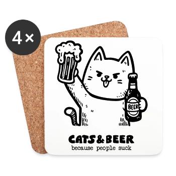 Cats and beer 1 - Coasters (set of 4) - white - Front