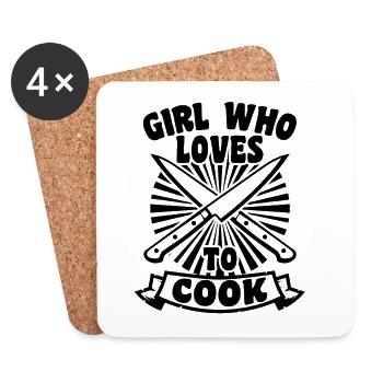Girl Cook - Coasters (set of 4) - white - Front