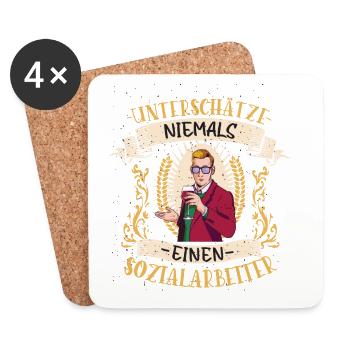 Sozialarbeiter Geschenk Hilfe Lustig Beruf - Untersetzer (4er-Set) - Weiß - Vorne