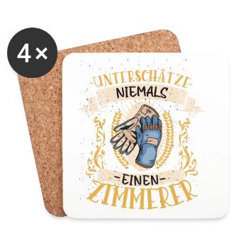Zimmerer Geschenk Holz Lustig Handwerk - Untersetzer (4er-Set) - Weiß - Vorne