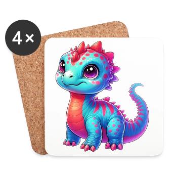 Dinosaurier - Untersetzer (4er-Set) - Weiß - Vorne