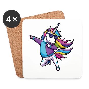 Illustration de danseuse de licorne arc-en-ciel - Dessous de verre (lot de 4) - blanc - Devant