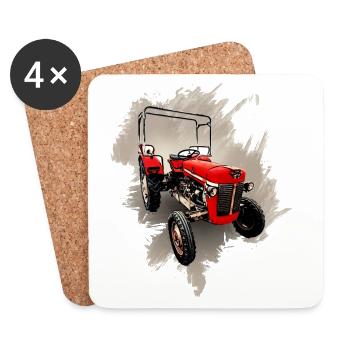 M F 30 Bulldog Tractor - Coasters (set of 4) - white - Front