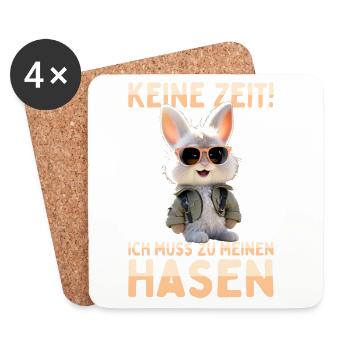 Hase Kaninchen Bunny Ich Muss Zu Meinen Hasen - Untersetzer (4er-Set) - Weiß - Vorne