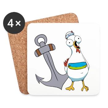 Huhn Matrose Seemann maritim Anker Ahoi Reise - Untersetzer (4er-Set) - Weiß - Vorne