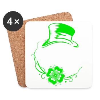 Faultier St Patricks Day mit Klee und Hut - Untersetzer (4er-Set) - Weiß - Vorne