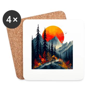 Mountain biking - Coasters (set of 4) - white - Front