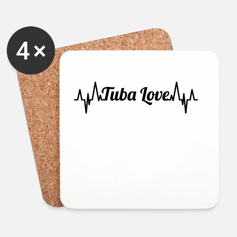 Tuba Liebe Pulsschlag - Untersetzer (4er-Set) - Weiß