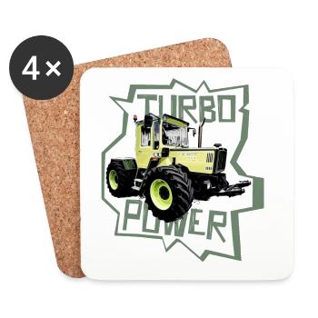 MB trac turbo power tractor - Coasters (set of 4) - white - Front