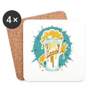 Foamy Beer Splash Grafik - Untersetzer (4er-Set) - Weiß - Vorne