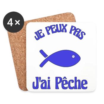 JE PEUX PAS. PÊCHE. POISSON. POISSON D'AVRIL - Dessous de verre (lot de 4) - blanc - Devant