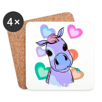 Fantasy Heart Pony Colorful Colorful Child Baby - Coasters (set of 4) - white - Front