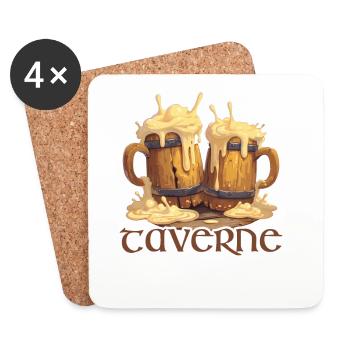 Chope de bière de taverne pleine de jeu de rôle de bière - Dessous de verre (lot de 4) - blanc - Devant