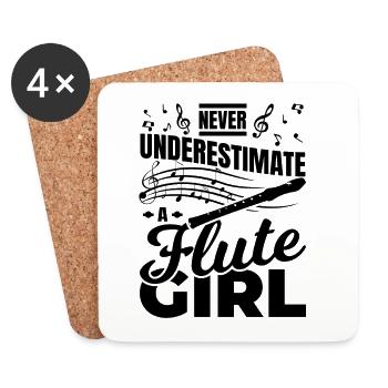 Never Underestimate A Flute Girl - Untersetzer (4er-Set) - Weiß - Vorne