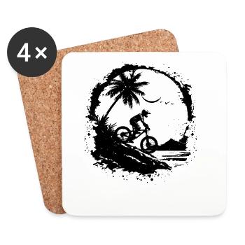 Mountain Biking Sketch - Coasters (set of 4) - white - Front