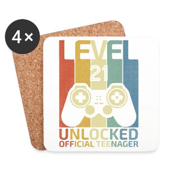 Level 21 Freigeschalteter offizieller Teenager - Untersetzer (4er-Set) - Weiß - Vorne