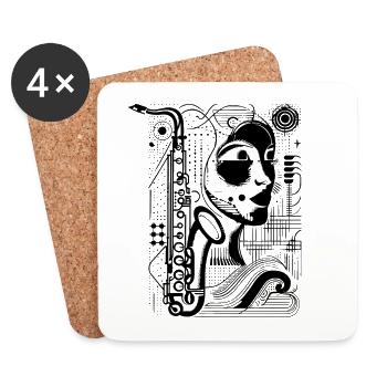 Weiblicher Saxophonist Grafik - Untersetzer (4er-Set) - Weiß - Vorne